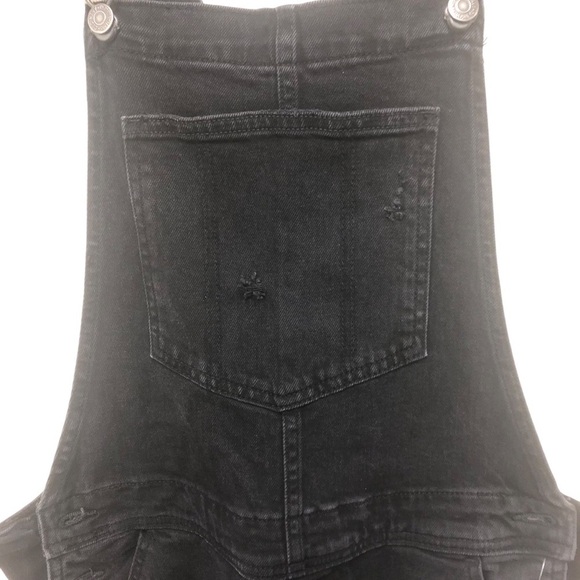 NWT Old Navy SIZE 6 TALL Distressed Festival Farmers Black Women’s Jean Overalls - Picture 2 of 15